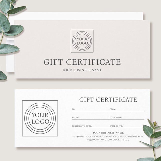 Elegant Custom Logo Gift Certificate Voucher (Créateur téléchargé)