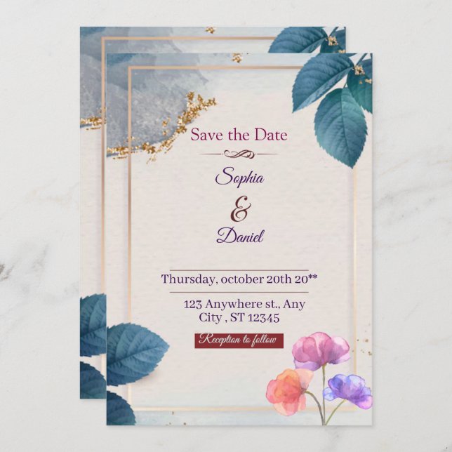 Elegant Custom Wedding Invitation (Devant / Derrière)