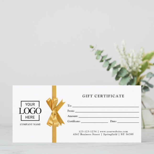 Elegant Custom White Business Gift Certificate (Debout devant)