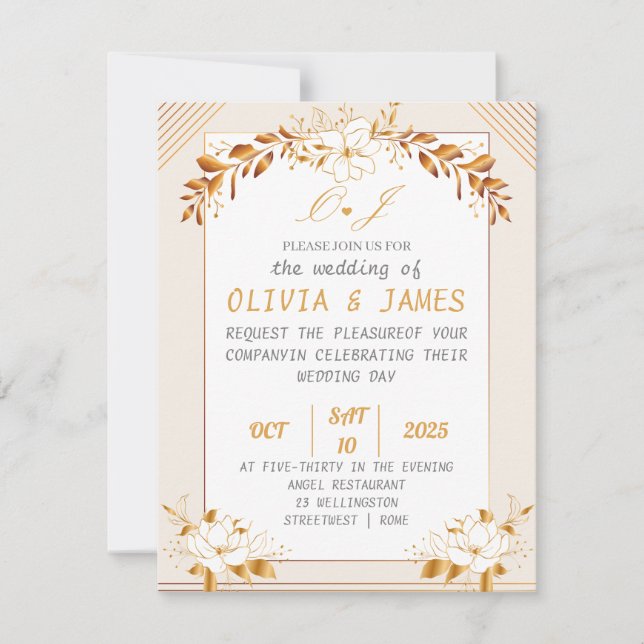 Elegant Customizable Wedding Invitation Card (Devant)