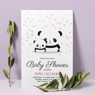 Élégant Cute Panda Ours fille Invitation Baby show