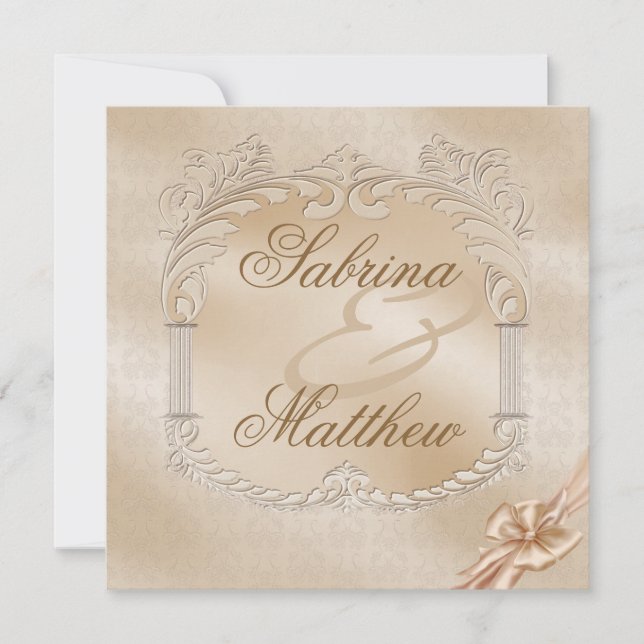 Élégant Cygne d'or Faire-part de mariage formel (Devant)