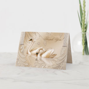 Elégant cygne doré Carte de remerciements officiel