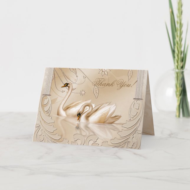 Elégant cygne doré Carte de remerciements officiel (Devant)