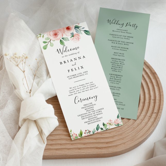 Élégant Dainty Automne Floral Wedding Programme (Créateur téléchargé)