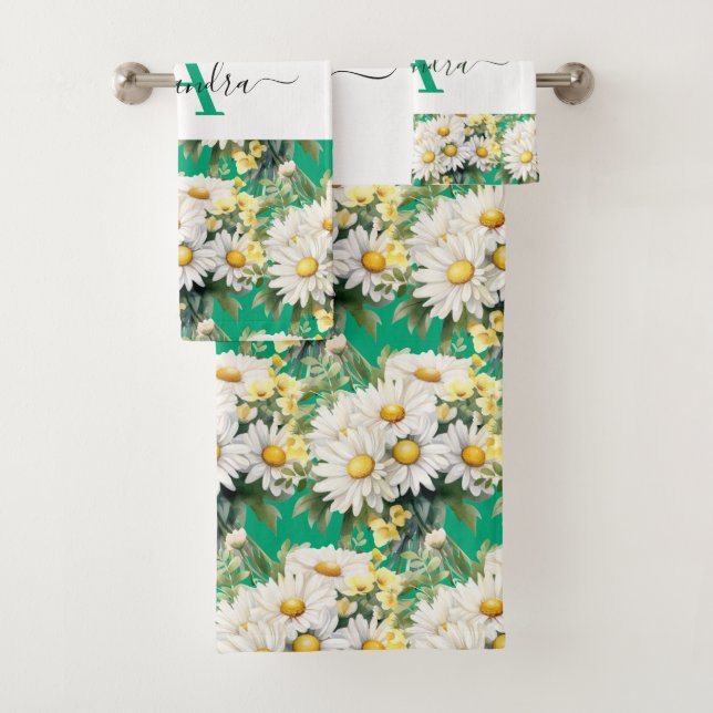 Elegant Daisies Daisy Floral Towel Set (En situation)