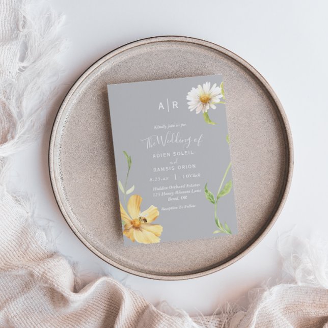 Élégant Daisy | Faire-part de mariage de monogramm (Créateur téléchargé)