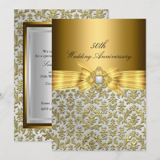 Elegant Damask 50e Mariage Invitation Anniversaire