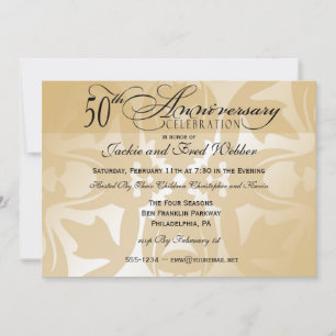 Elégant Damask 50th Anniversary Party Invitation