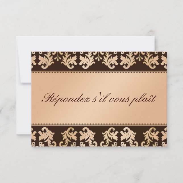 Elégant Damask Automne Reverie Mariage RSVP (Devant)
