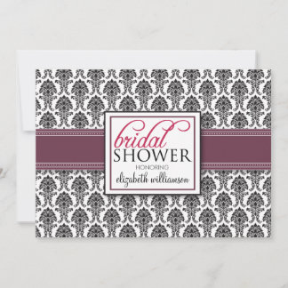 Elégant Damask Bridal Shower Invitation (prune)
