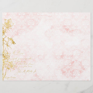 Elégant Damask et or Floral papier à papier à mort