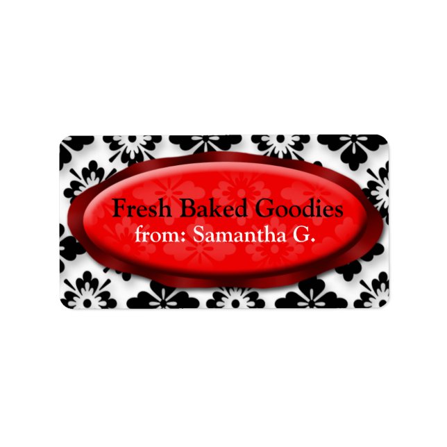 Élégant Damask Étiquettes Red Baking (Devant)