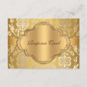 Elégant Damask Floral Swirl Gold Anniversaire RSVP