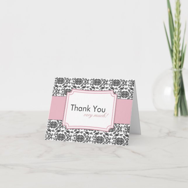 Elegant Damask Merci Cartes (Devant)