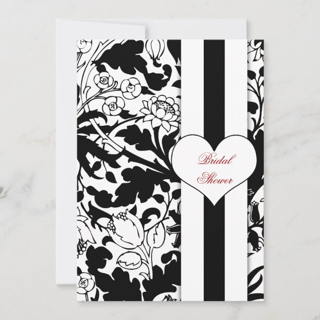 élégant damask noir&blanc invitation de douche nup (Devant)