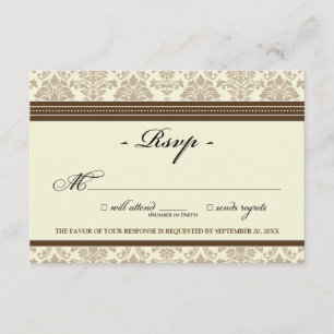 Elégant Damask RSVP Card (chocolat/crème)