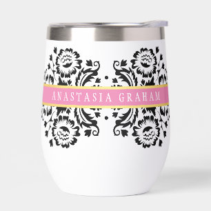 ELEGANT DAMASK vintage motif or noir rose