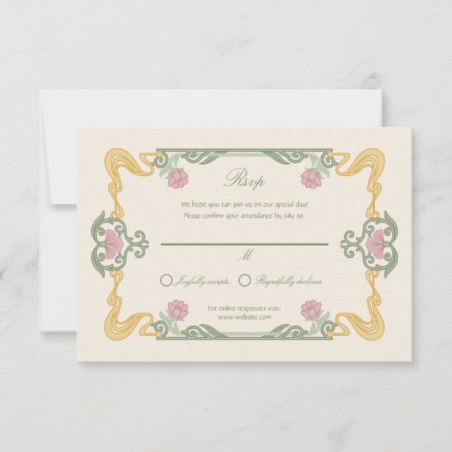 Elegant Dark Art Nouveau RSVP Card (Devant)