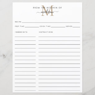 Élégant de la cuisine de la recette de monogramme
