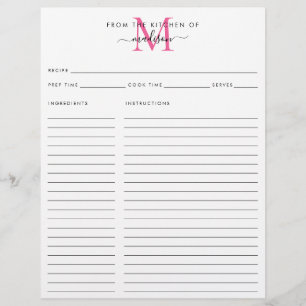 Élégant de la cuisine de la recette de monogramme