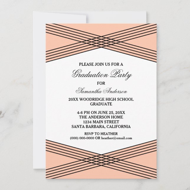 Élégant Déco Coral Graduation Party Invitation (Devant)