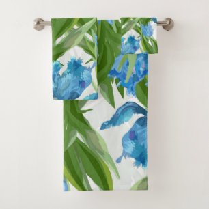 Élégant décor floral bleu accrocheur