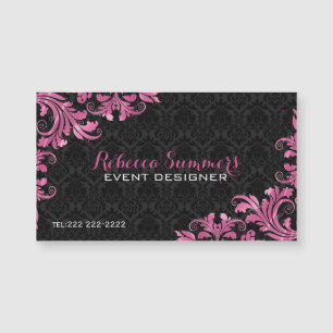 Élégant dentelle en métal rose noir Damas