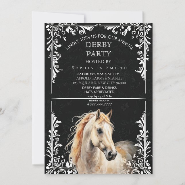 Elegant Derby Party Horse Invitation Card (Devant)
