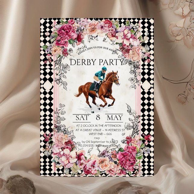 Elegant Derby Party Invitation with Horse Racing I (Créateur téléchargé)