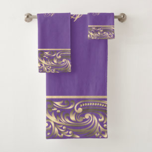 Élégant Design Chic Or Flûte Monogramme Violet
