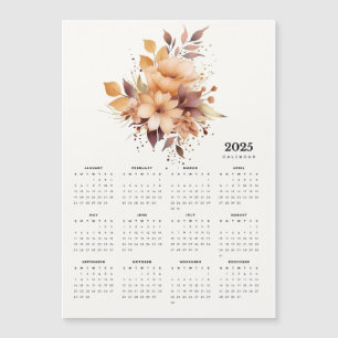 Elégant design floral Aimant beige Fleur Calendrie