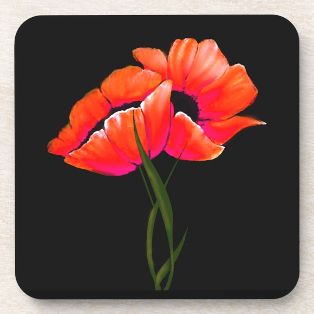 Élégant Dessous de verre des Poppies Orange (Devant)