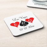 Elégant dessous de verre mariage Las Vegas avec mo<br><div class="desc">Elégant dessous de verre mariages Las Vegas avec monogrammes. Ajoutez votre propre texte personnalisé. Design de thème de jeu amusant avec typographie de script. Décor mariage cool pour couple se marier.</div>