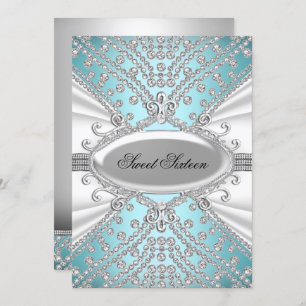 Élégant Diamond Blue Sweet 16 Invitation de groupe