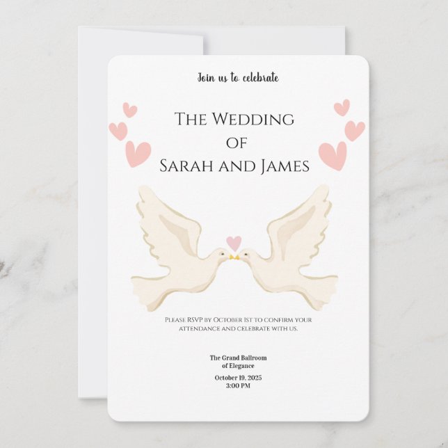 Elegant Digital Wedding Invitations | Modern, Flor (Devant)
