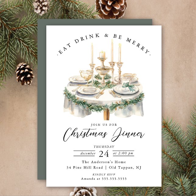 Élégant dîner de Noël de table Invitation (Créateur téléchargé)