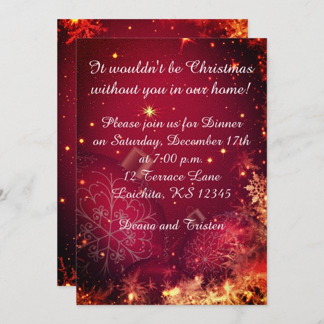 Élégant dîner de Noël Invitation (Devant / Derrière)