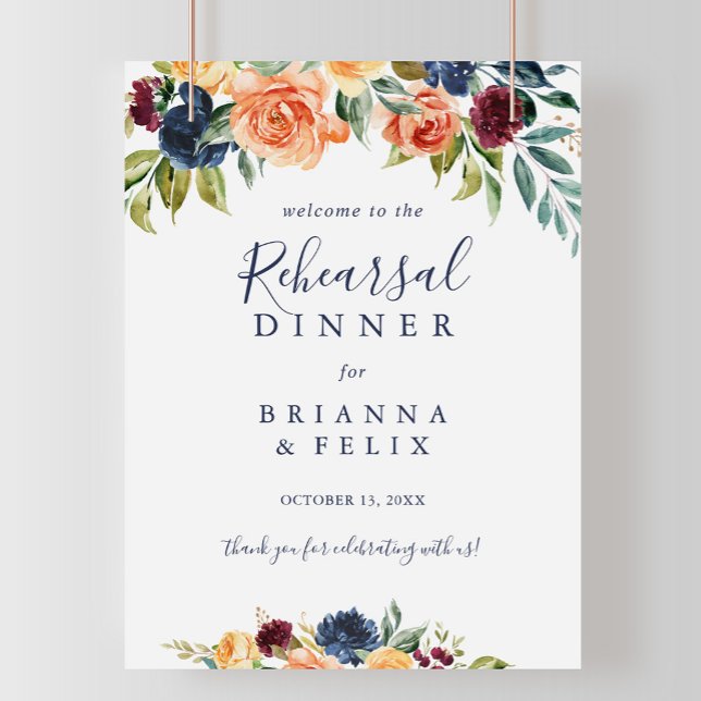 Élégant dîner de répétition florale Affiche de bie (Créateur téléchargé)