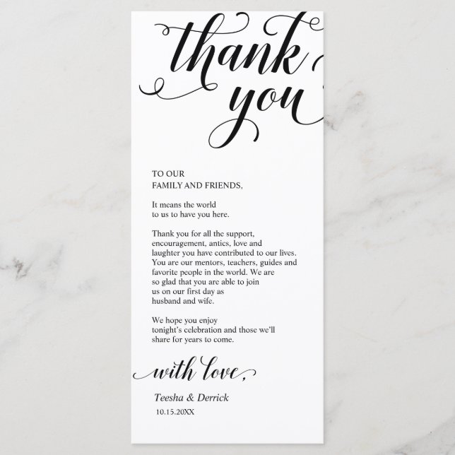 Élégant Dîner Moderne Lieu Cadre Carte de remercie (Devant)