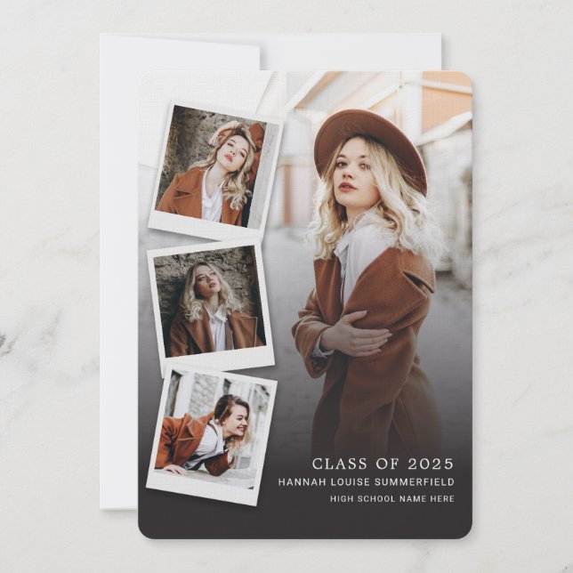 Élégant diplôme 2025 Multi Photo Faire-part (Devant)