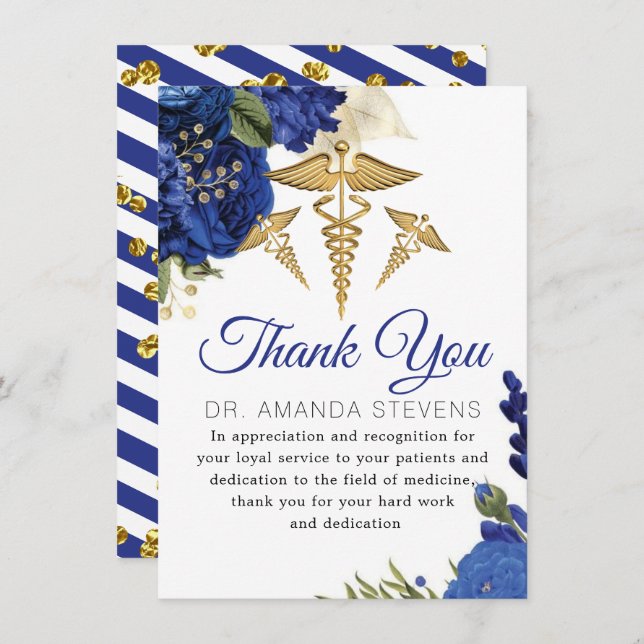 Elégant docteur en fleurs Carte de remerciements (Devant / Derrière)