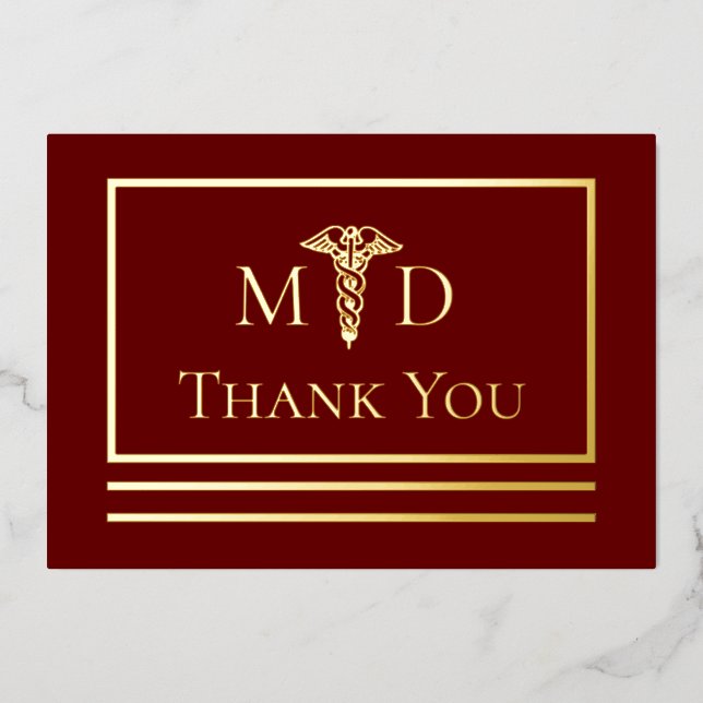 Elégant Docteur MD Merci Foil Carte postale (Recto)