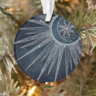 Élégant Doodle Mandala Blue Moon Silver