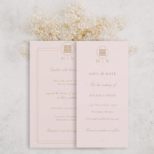 Élégant Double Bonheur Rose Moderne Enregistrer La