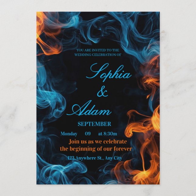 Elegant Dual Flame Wedding Invitation (Devant)