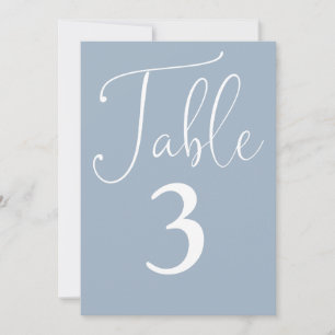 Elégant Dusty Bleu Simple Grand Numéro De Table