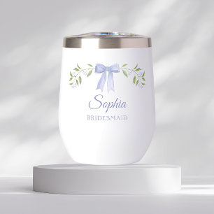 Elégant Dusty Blue Bow Nom Bridesmaid Proposition