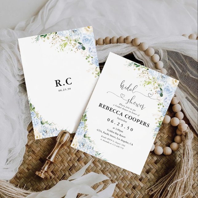 Elegant Dusty Blue Bridal Shower Invitation (Créateur téléchargé)