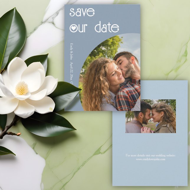 Élégant Dusty Blue Enregistrer La Carte Date (Créateur téléchargé)